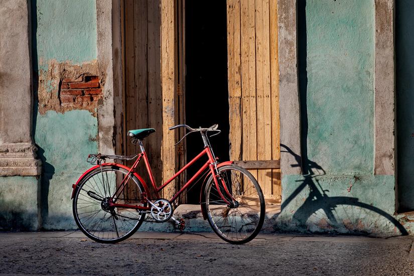 8 red bike in evening light