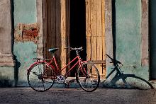 8 red bike in evening light